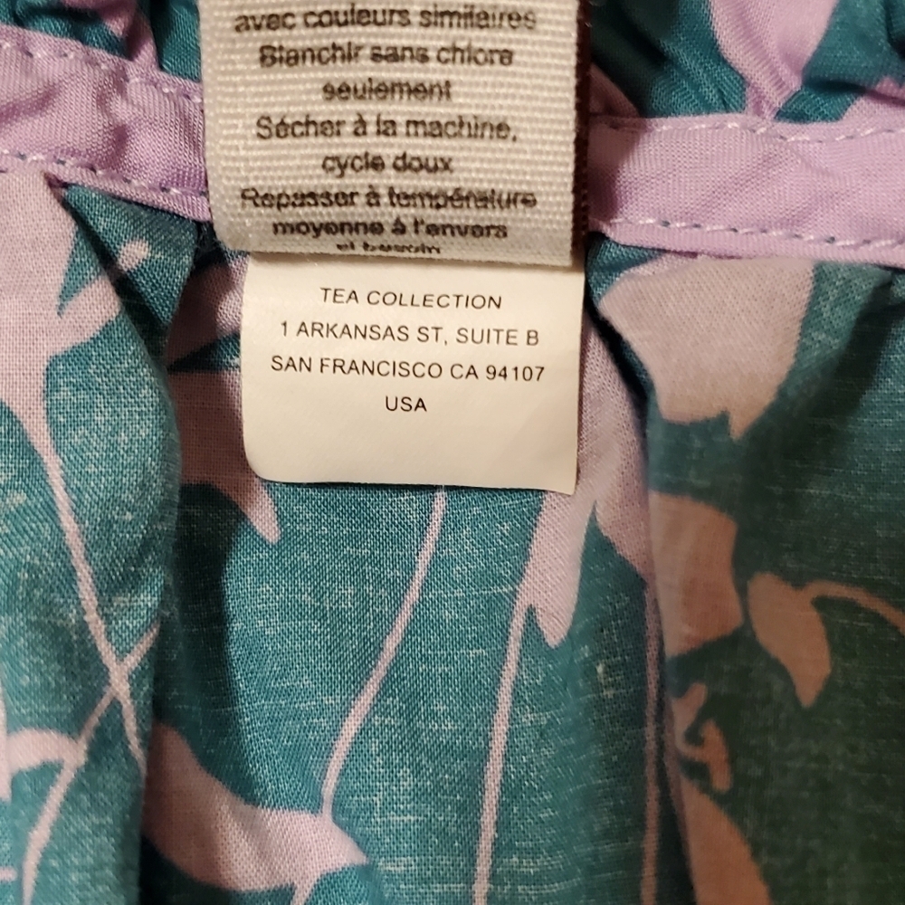 Tea Collection Green & Purple Short Sleeved Floral Flounce Dress Size 10 - Picture 4 of 4